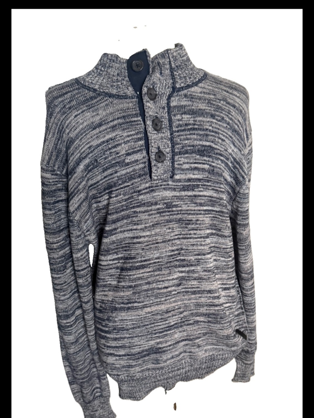 Buffalo by David Bitton Men’s Gray & Blue Henley Pullover Sweater Size M